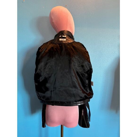 NWOT Made in the USA RE/DONE Black Leather MOTO Jacket Grommets Belt Pockets S - Picture 2 of 16